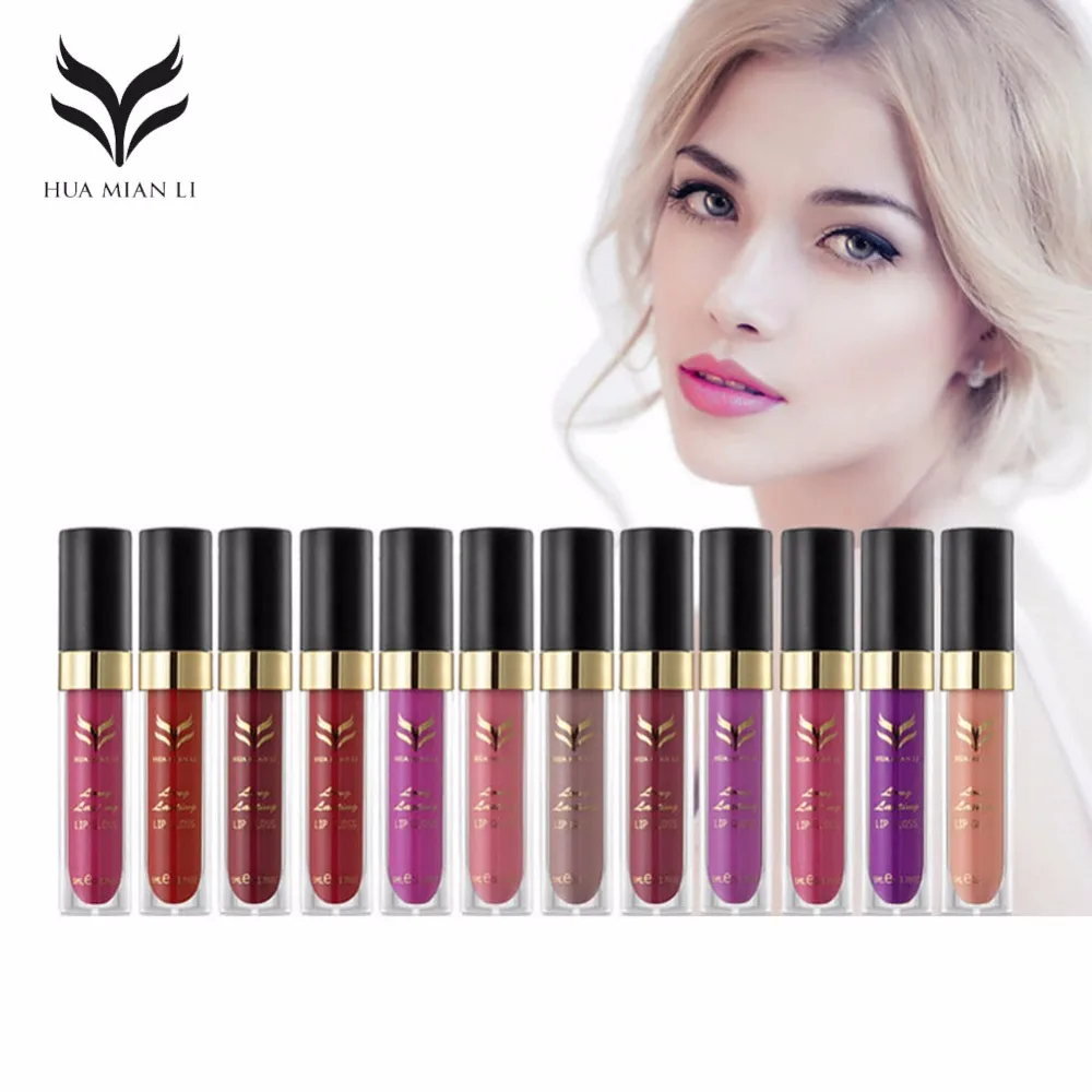 HUAMIANLI-12Colors-Waterproof-Liquid-Lipstick-Matte-Lips-Gloss-Beauty-Makeup-Brand-Matt-Lipgloss-Lip-Stick-Long