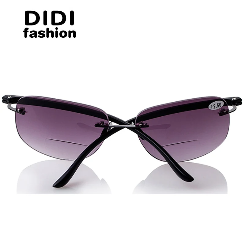 DIDI Bifocal Reading Sun Glasses Presbyopic Men Rimless Magnifier Frame