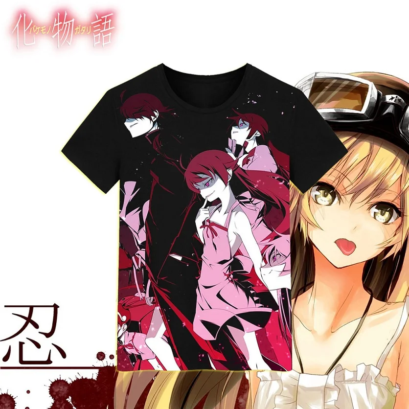 

High-Q Unisex Anime Bakemonogatari Senjougahara Hitagi T-Shirt Tee Shirt Bakemonogatari Araragi Koyomi Casual TShirt Shirt