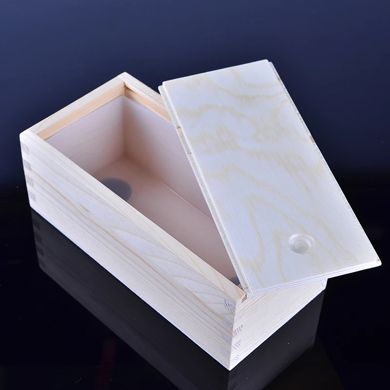 Small Rectangle Silicone Soap Mold with Wooden Box for DIY Handmade Loaf Mould