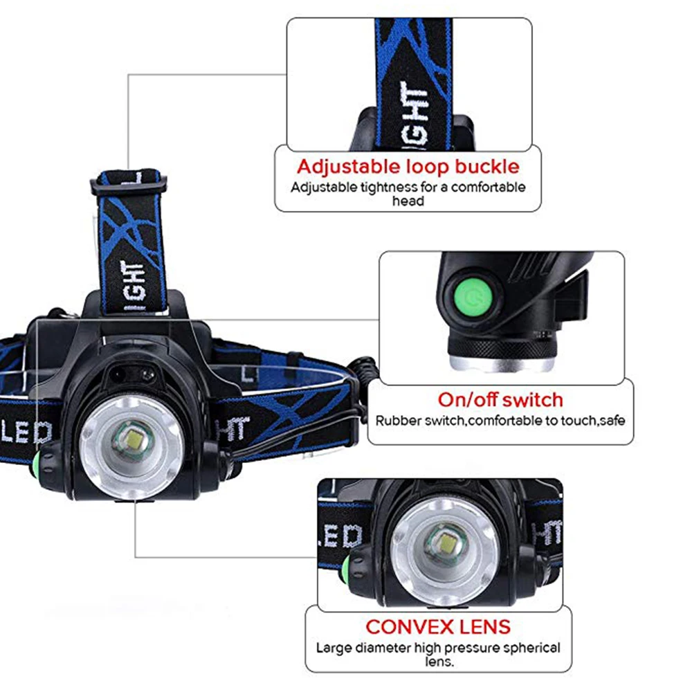 ИК-датчик, светодиодный налобный фонарь CREE XML T6, индукционный головной светильник, микро USB Перезаряжаемый головной светильник, фонарь, вспышка, светильник, Головной фонарь 18650