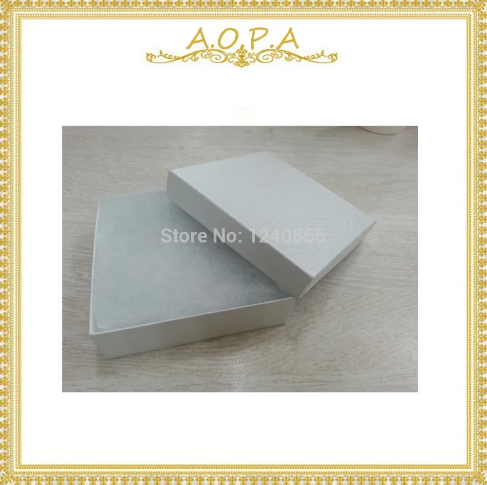 

#33W --- 50 pcs white swirl cotton filled paper box