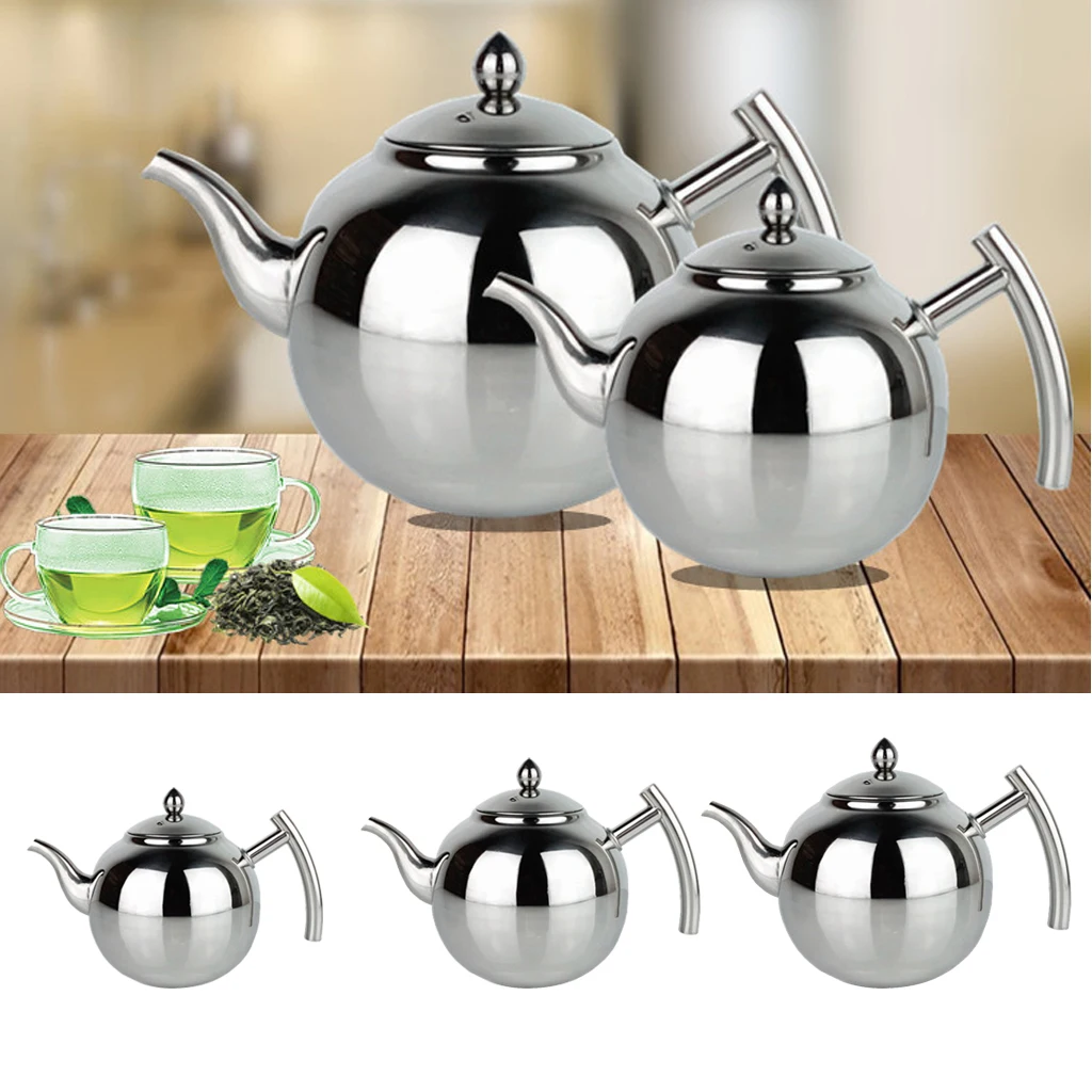 Stainless Steel Teapot Coffee Tea Kettle Loose Leaf Teapot with Infuser 1L 1.5L 2L