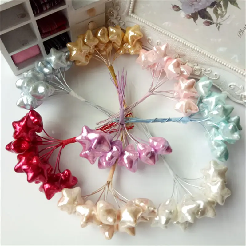 

Free shipping wedding bridal flower accessories with wire five-pointed star hand-made hair ornaments 40pcs