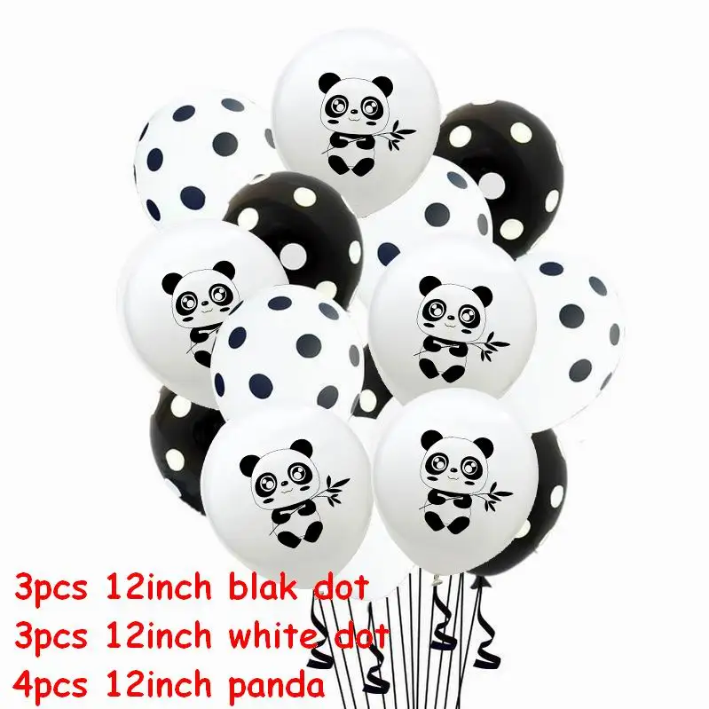 10 шт. латексные шары в черный горошек с рисунком панды из мультфильма, зеленые конфетти, Детские шары для дня рождения, украшения, принадлежности для тематической вечеринки - Цвет: 334 dot panda