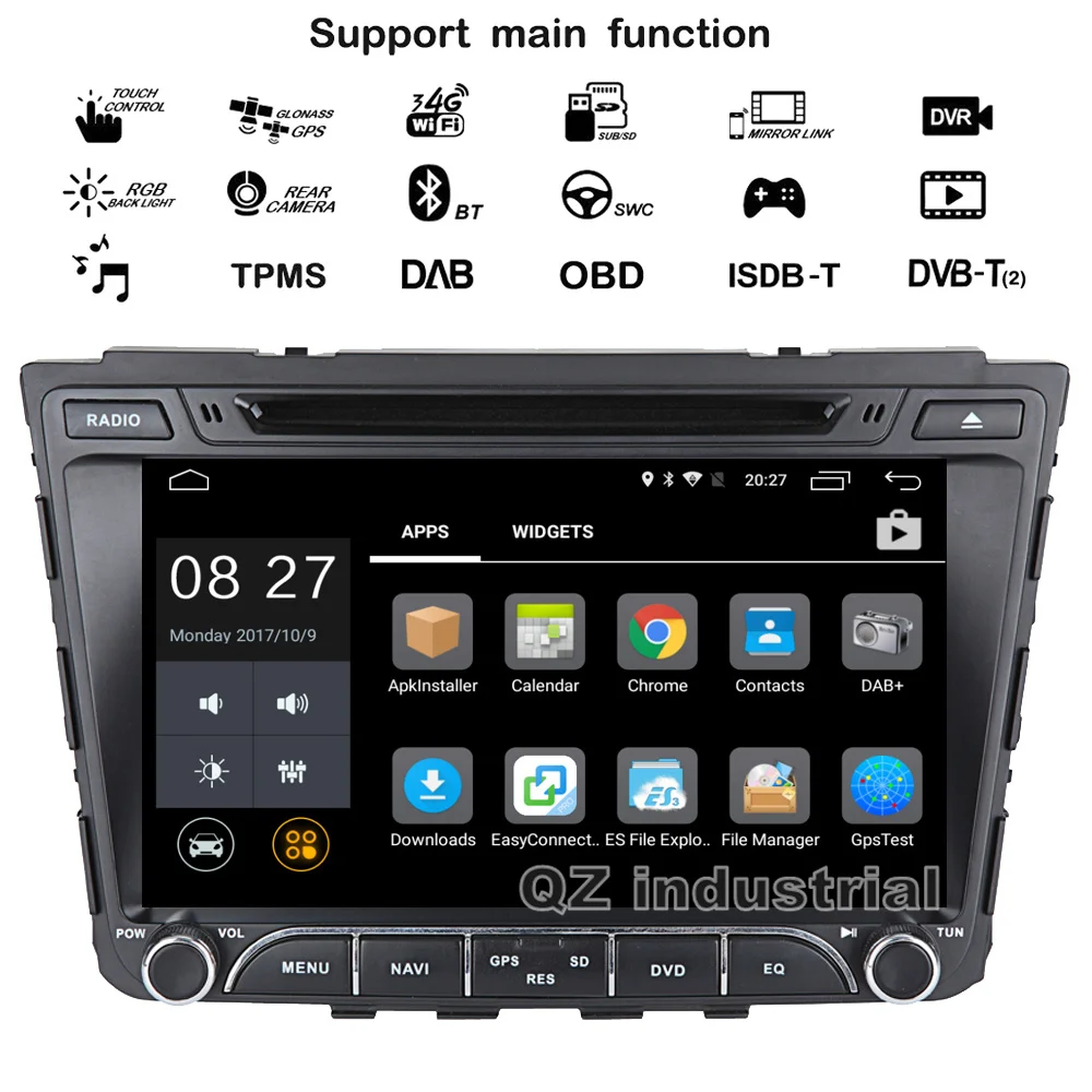 Best QZ industrial HD 8" Android 8.1for Hyundai Creta IX25 2014-2017 Car DVD player with 3G 4G WIFI GPS Radio BT Navigation RDS Map 1