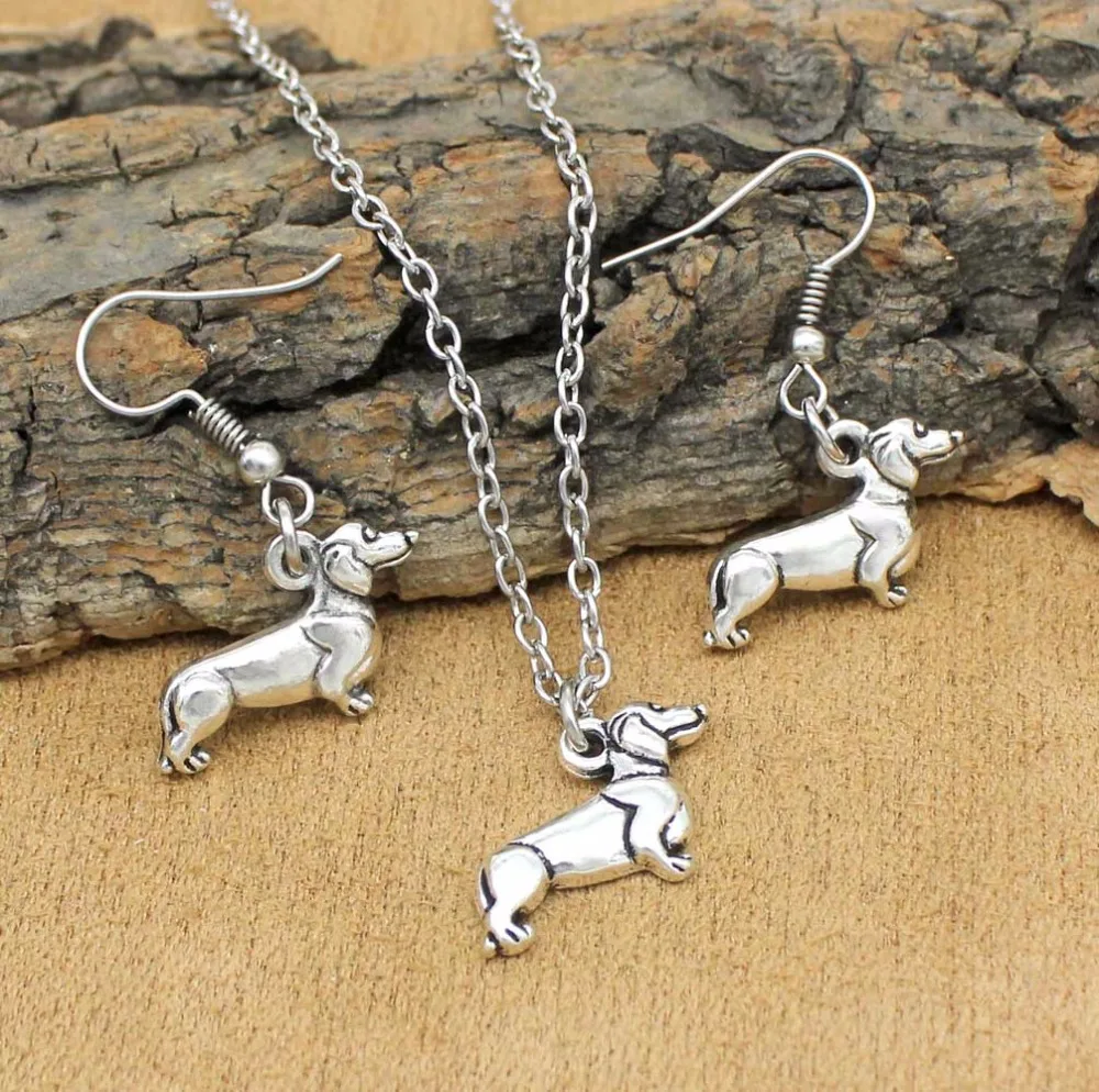 

Women Jewelry Set Dachshund Dog Drop Earrings Necklace Sets For Women Girls Party Gift