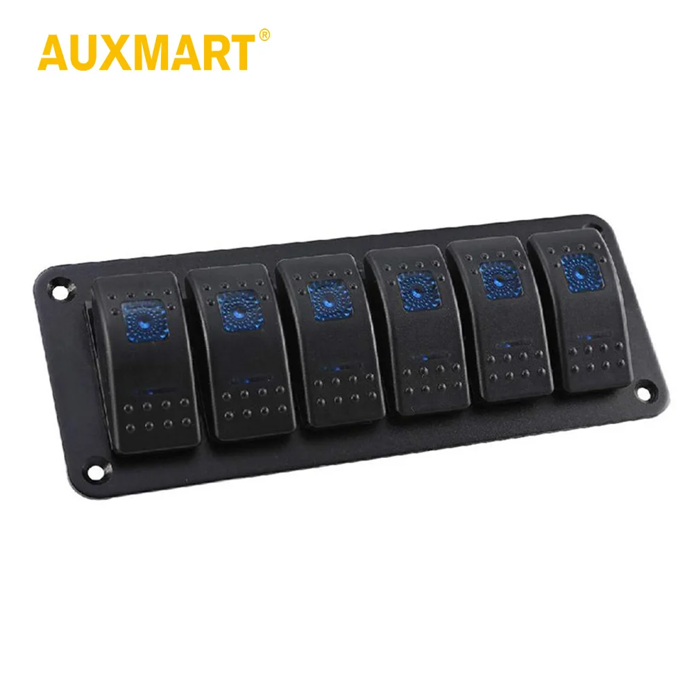 

Auxmart 6 Car Rocker Switches Control Panel With LED Indicator Light 12v 24v Waterproof 20A 10A Automotive Interior Accessories