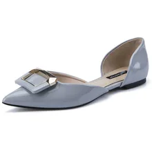 Г. летняя и весенняя Корейская версия, новые повседневные туфли из лакированной кожи на плоской подошве с острым носком и пряжкой размер 33-40