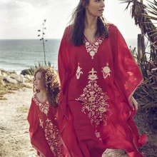 Rood 2019 Gewaad losse Rok Animal lange cover up Sierra Surfer Zwemmen Pak vrouwen Strand Uitstapjes Zomer Voor katoen(China)