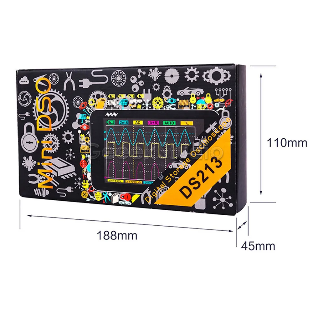 Мини DSO DS213 DSO213 цифровой запоминающий осциллограф Обновление от DS203 DSO203, с дополнительным силиконовой резины Защитный чехол