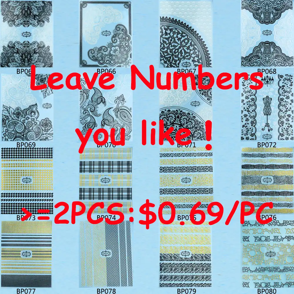 Téléchargement gratuit Images 1 Piece Creative Black White Flowers Lace Frame Henna Diy Nail Art par