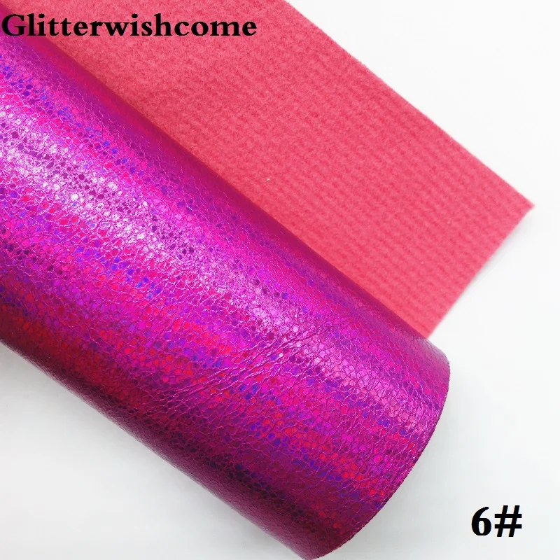 Glitterwishcome 21X29 см A4 размер винил для бантов Переливающаяся ткань, трещины искусственная кожа ткань винил для бантов, GM019A - Цвет: 6