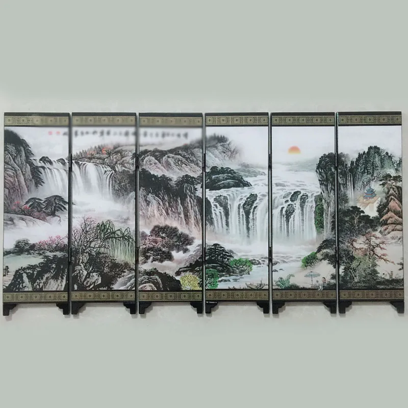 Regalo Oficina Oriental divisor de pantalla de madera separador de pared Retro chino privacidad pequeña Mini artesanía de habitación plegable Regalo Oficina Oriental divisor de pantalla de madera separador de pared Retro chino privacidad pequeña Mini artesanía de habitación plegable