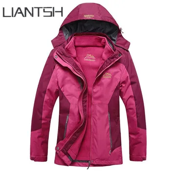 

3 in 1 thermal keep warm windbreaker men black mountain outdoor jackets,fleece inner windproof ski winter hiking jackets women