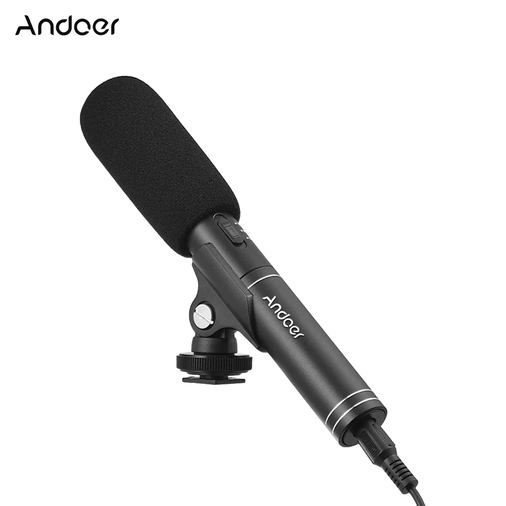 Andoer профессиональный микрофон интервью пушка переключаемый всенаправленная кардиоидный Палочки режим для Canon Nikon sony DSLR