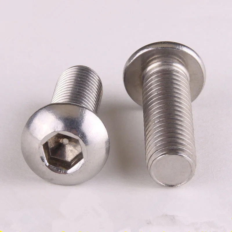 25-50pcs M4 304 Stainless Steel Button Head Hex Socket Cap Screw Bolt ISO7380 