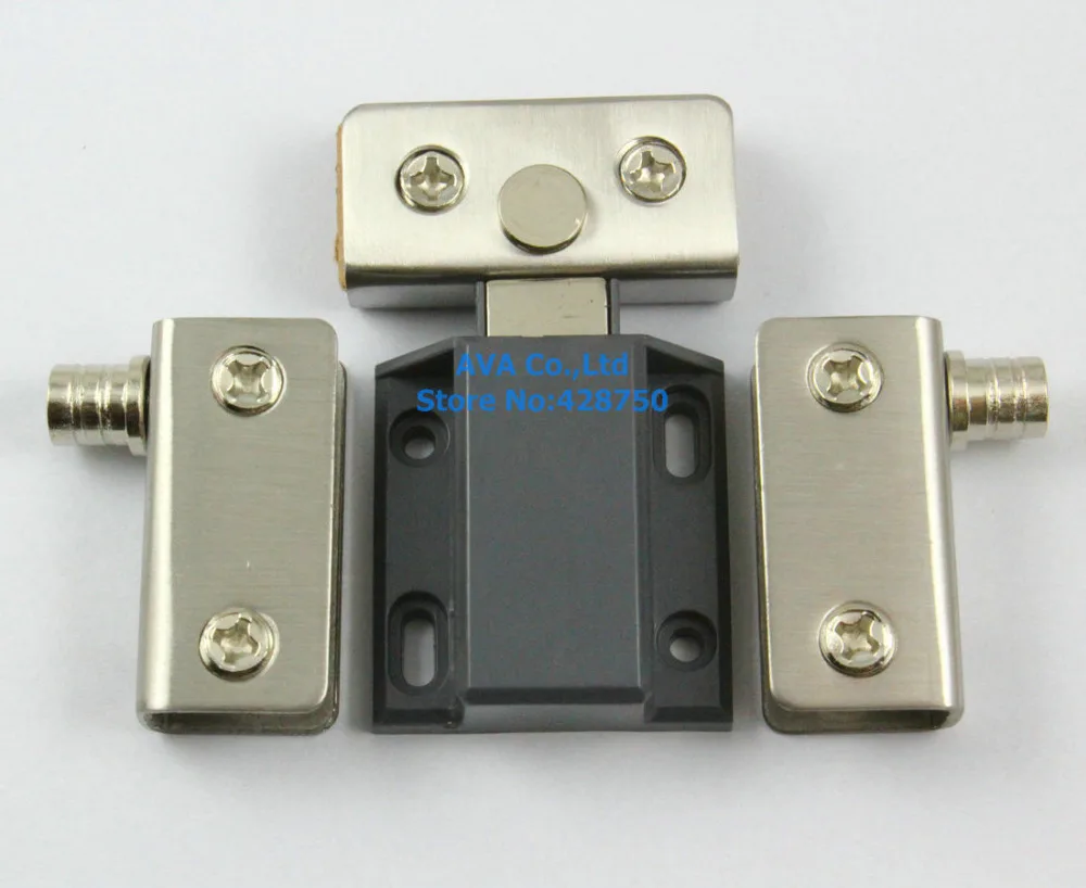 2 x Press Open Single Glass Door Pivot Hinge Set Clamp Clip