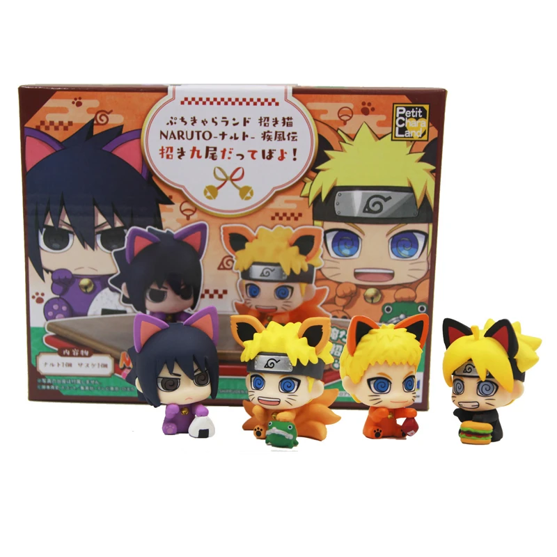 4 個かわいいミニナルト 疾風伝アニメ Naruto ナルト サスケ Boruto 招き猫版 箱入り 4 センチメートル Pvc アクションフィギュアモデル人形おもちゃギフト Aliexpress