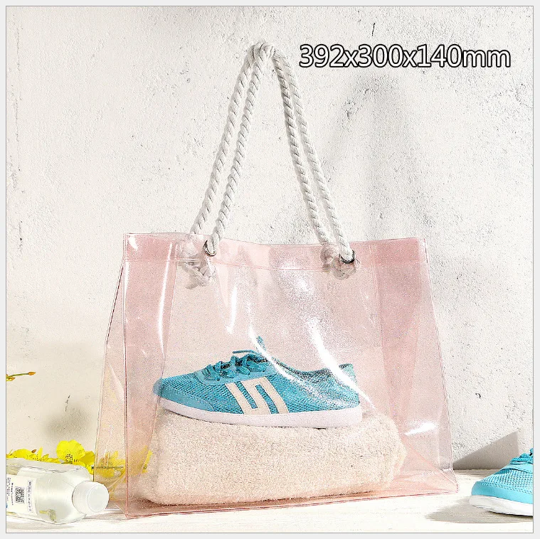 

Fashionable Women PVC Tote Summer Beach Handbag Large Capacity Organizer Shoulder Bags Vacation bag sac main femme