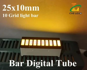 

Yellow 10 grid digital segment LED light bar 10 flat tube 25x10mm red light ten cell surface flat tube
