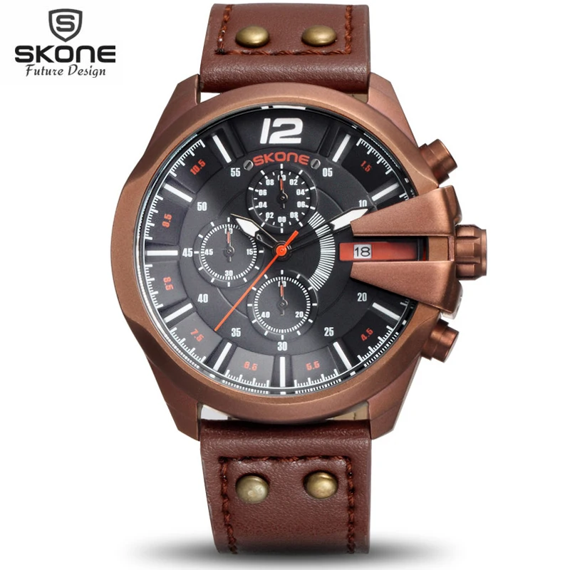 

2017 Mens Business Watches Top Brand Luxury Waterproof Chronograph Watch Man Leather Sport Quartz Wrist Watch Men Clock Male