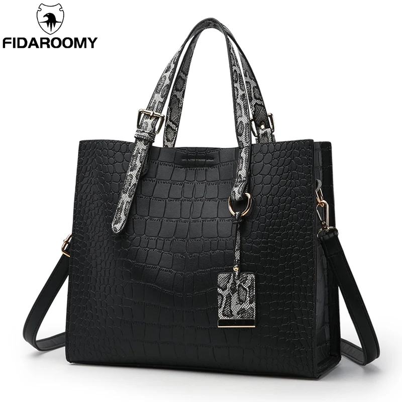 

Fashion Women Three-layer Large Capacity Luxury Handbags Casual Snakeskin Shoulder Strap Tote Bags Ladies PU Shoulder Bags