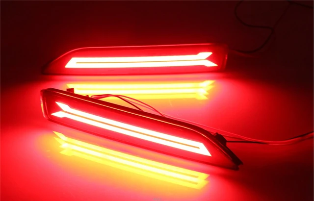 Car Flashing 2Pcs Multi-function LED Reflector Lamp Tail Rear Fog Lamp Bumper Light Brake Light For Honda City 2012 2013 2014 4