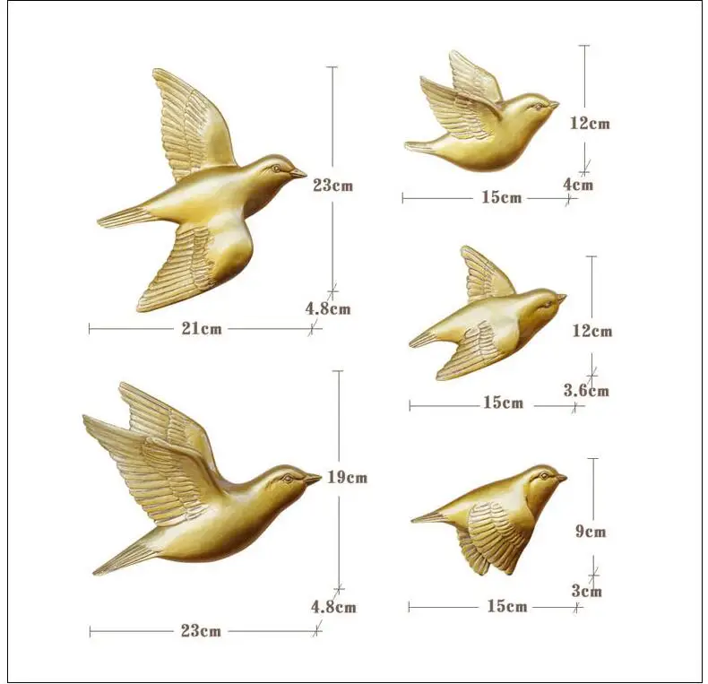 5 шт. Европейский 3D Смола Птица на стену животное орнамент стены фон моделирование Фреска для дома креативное украшение стены ремесла