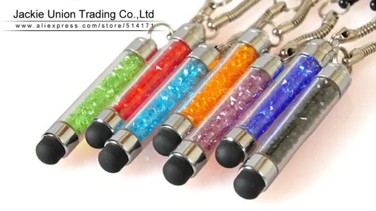 Wholesale 10 Pcs/lot High-texture Mini Crystal Stylus Pen Capacitive Screen Touch Pen For iPhone + Dust Plug very Portable