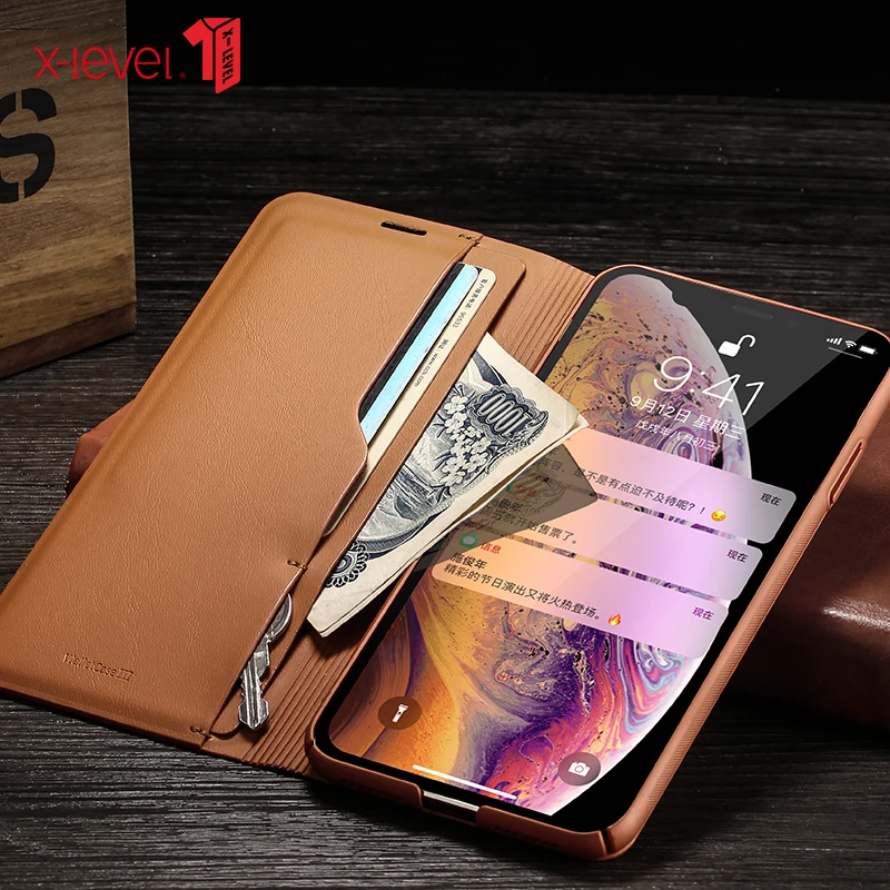 X level кожа чехол для iPhone XS XR Оригинальный флип удобный сенсорный бизнес задней