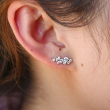 Серьги-Альпинисты из стерлингового серебра 925 пробы с минимальными изящными Фианитами, серьги для девочек, AAA, блестящие, прозрачные фианиты, милые Альпинисты