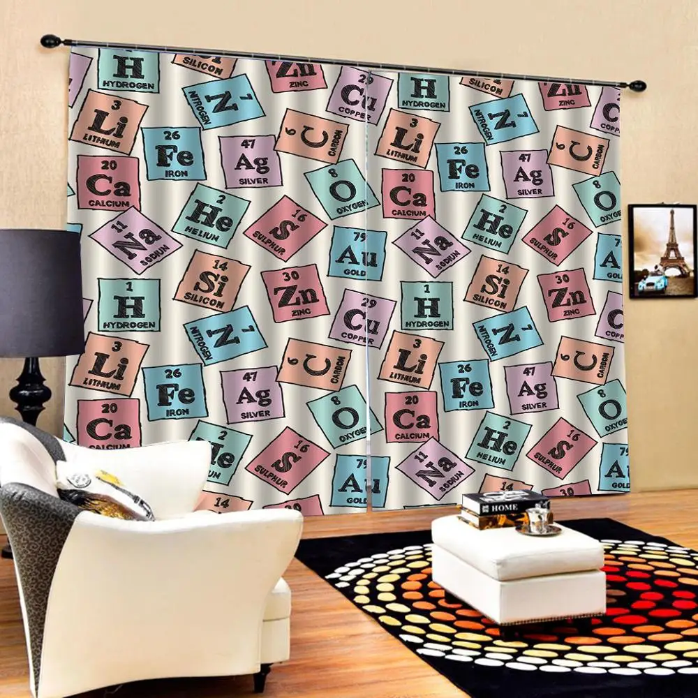 

English letter curtains 3D Curtain Luxury Blackout Window Curtain Living Room Blackout curtain