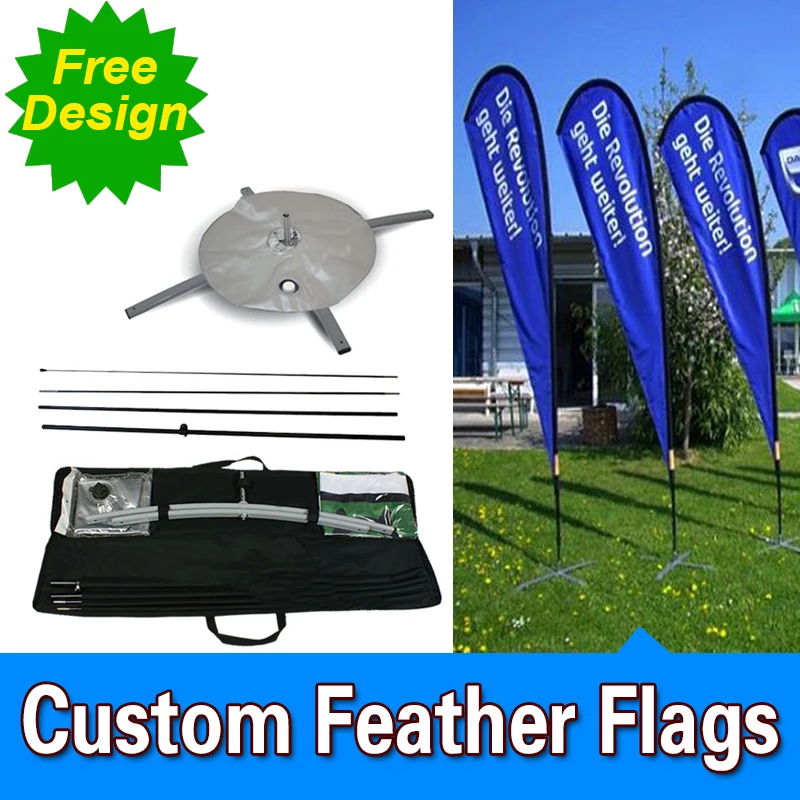 

Free Design Free Shipping Single Sided Cross Base Teardrop Flag Signs Advertising Flutter Flags Banners Feather Flags