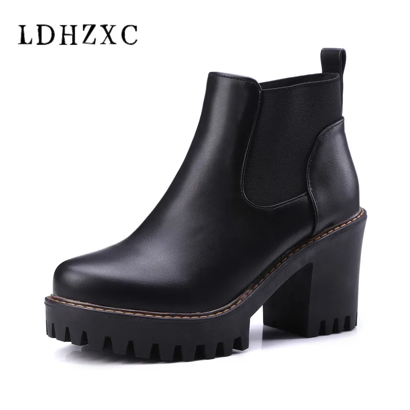 

LDHZXC High Quality Fashion Women Boots Round Toe Warm Black Ankle Women Boots Shoes Sapato Feminino big size 11 12