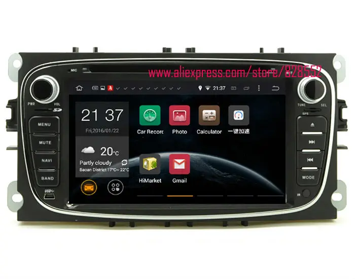 Sale Android 6.0 Quad-core 2GB  Quad-co Car DVD Player For ford focus mondeo / ford c max / S-MAX / ford kuga With 3G/wifi USB GPS BT 1