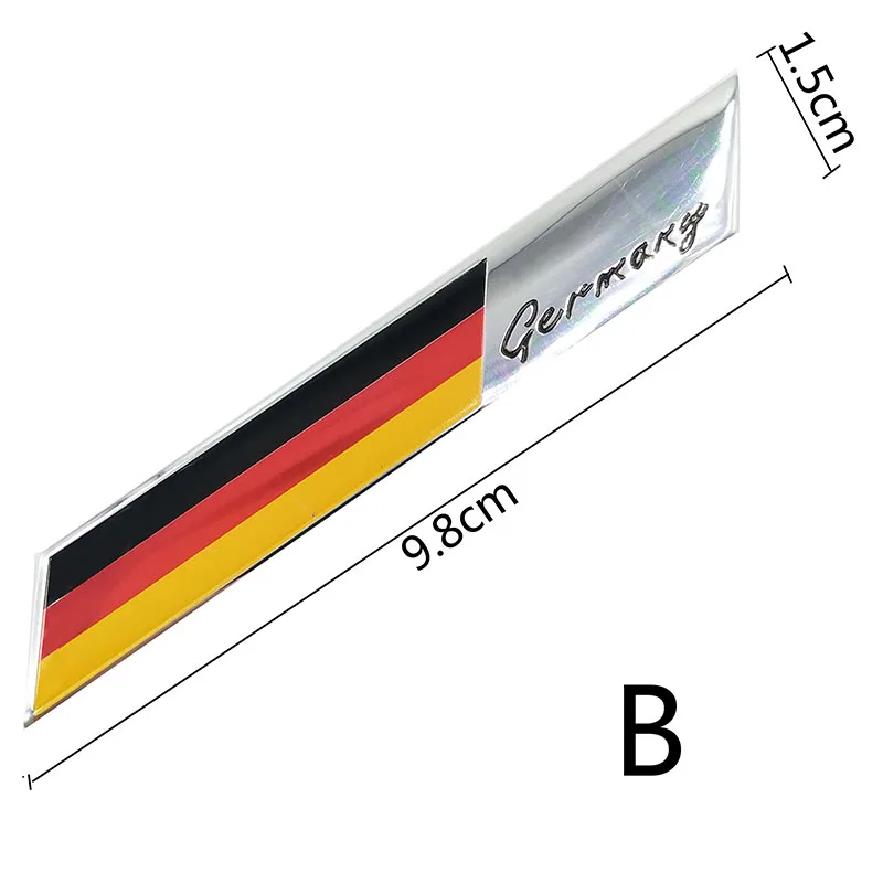 Алюминиевый флаг Германии автомобильный значок эмблема автомобиля Передняя решетка эмблема наклейки для VW Audi Mercedes Toyota Kia Стайлинг автомобиля - Название цвета: B