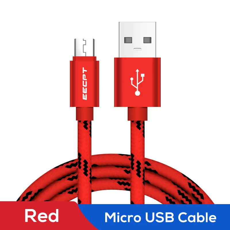 EECPT Micro USB кабель Быстрая зарядка Microusb кабель зарядного устройства для samsung S7 S6 Xiaomi Redmi 4 Note 5 Android мобильный телефон провод шнур - Цвет: Red