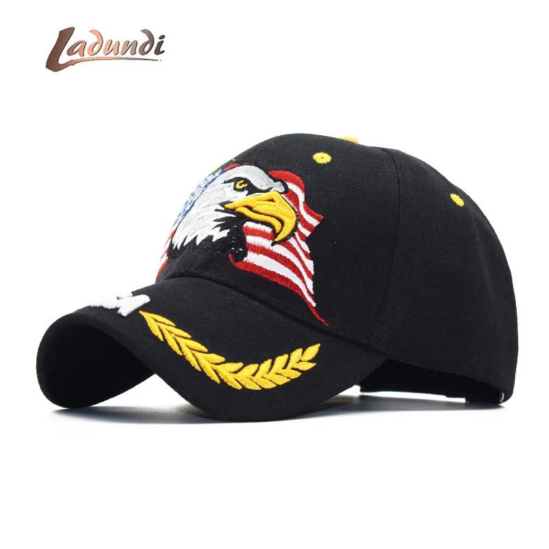 LADUNDI Новая мужская бейсбольная кепка с орлом, американский флаг, вышитая бейсболка для папы, мужские летние повседневные буквы, тактический в стиле армии США, Hi