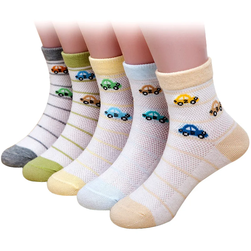 

5 Pairs/Lot Cars Socks for Kids Children Boys Girls Spring Summer Mesh Cotton Socks Casual Wholesale 1-12 Years