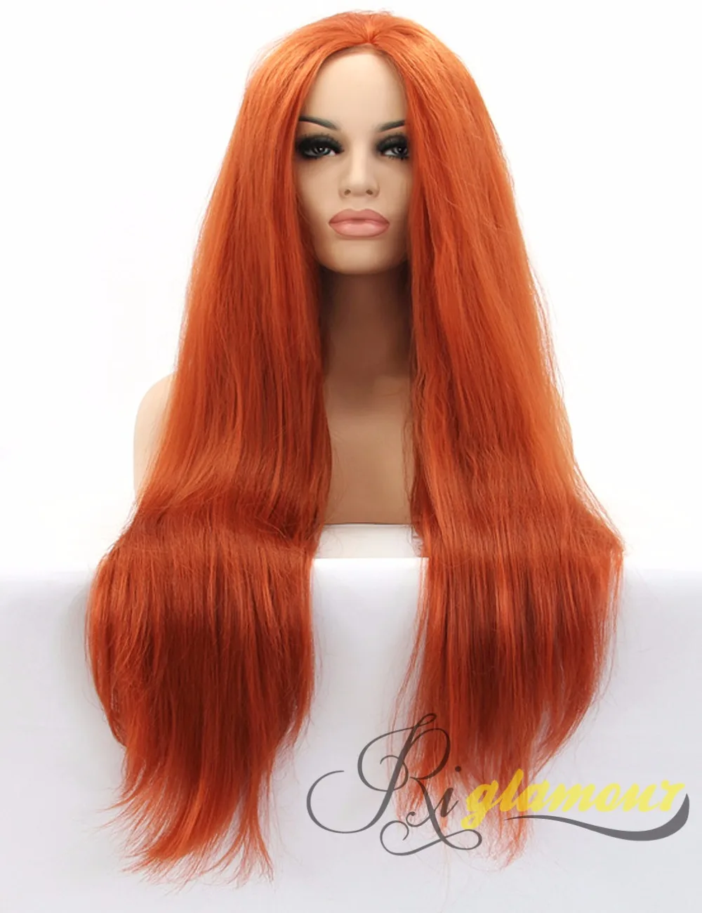 Copper Red Halloween Costume Wigs for Women Long Straight Heat Resistant 100 Fiber Hair