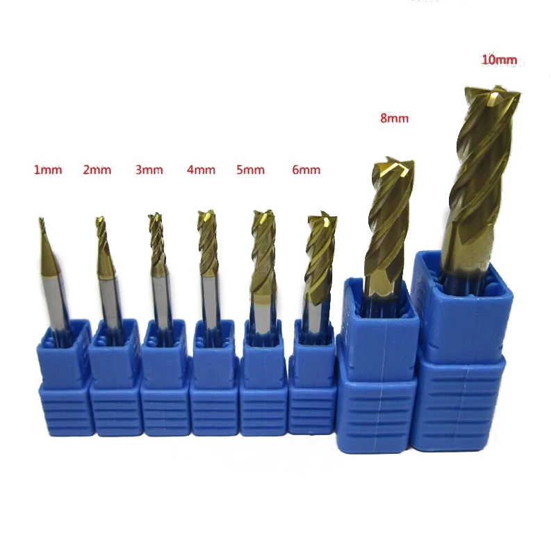 

8PCS HRC55 4-Flute 1-10MM Tungsten Carbide End Mills Milling Cutter Set CNC Tool Home Garden Supplies