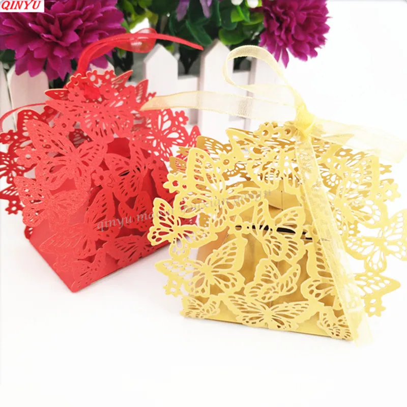 10Pcs/set Openwork Butterfly Lace With Ribbon Party Wedding Baby Shower Favors Gifts Candy Boxes 5Z-SH115 | Дом и сад