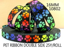 David accessories 16mm 5Y dog foot ribbon double side for diy Pet Dog Collar Chain Accessories Sewing Supplies for Bag,5Yc1365