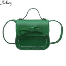Aelicy Стильная однотонная маленькая сумка-мессенджер с бантом для принцессы, модная простая повседневная сумка из искусственной кожи, сумка через плечо