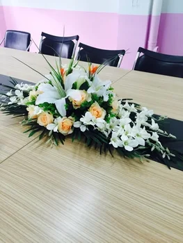 

home decorative white champagne artifical flowers Church Stage Hall meeting room wedding table flowers party road lead flower