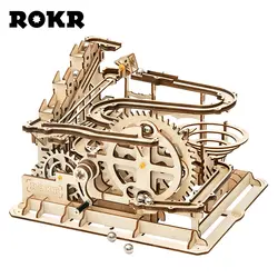 ROKR DIY мрамор Run игры 3D деревянные головоломки шестерни Drive Waterwheel модель американских горок здания комплект игрушечные лошадки для детей и