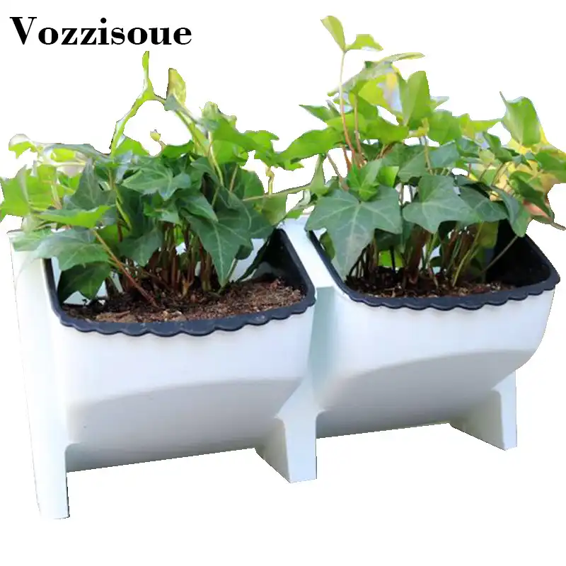 Vozzisoue Hot Double Layer 3d Balcony Plant Wall Flower Pot Flower