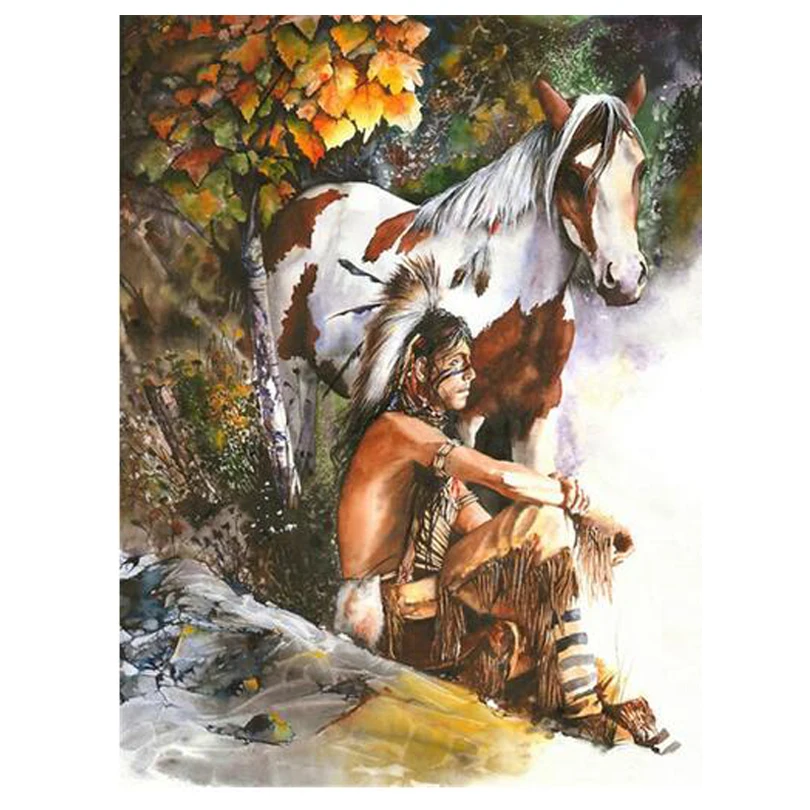 

5D DIY Diamond Painting Cross Stitch diamond Embroidery full square diamond mosaic American natives Indian home decor JS424