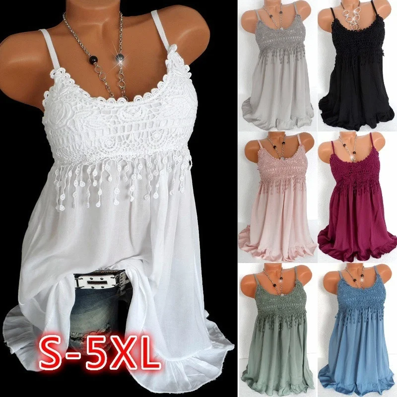 

Zogaa Women Blouses Tops 2018 New Casual Lady Sexy Summer Vest Shirts Sleeveless Tank Top Lace Womens Shirts 7 Colors
